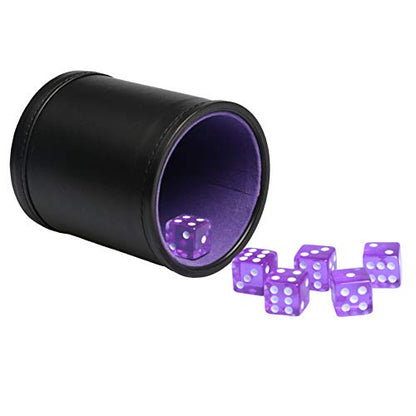 Leatherette Dice Cup Felt Lining Shaker Quiet for Playing Yahtzee/ Farkle/ Liars Dice/ Board Game - color: Purple