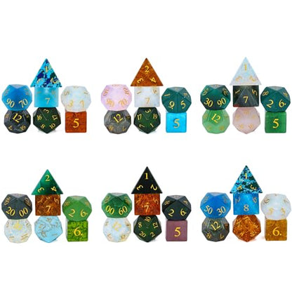 UDIXI Mystery DND Dice Set, 7PCS Gemstone or Glass Dice for Tabletop Games | Random Stone Dice, Premium Gift Box, DM Gift, for Dungeons and Dragons Role Playing Games - color: Gems Dice