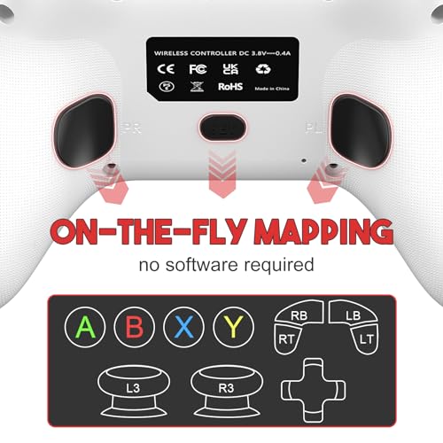 Dinosoo Wireless for Xbox Controller Series X|S One & Windows 10/11, with Turbo, Macro, Mute Button, Battery, Dual Vibration, White - color: White