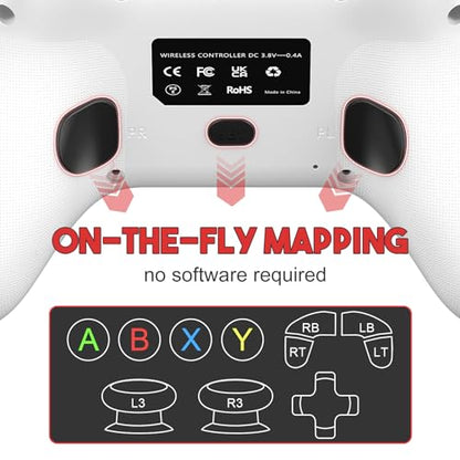 Dinosoo Wireless for Xbox Controller Series X|S One & Windows 10/11, with Turbo, Macro, Mute Button, Battery, Dual Vibration, White - color: White