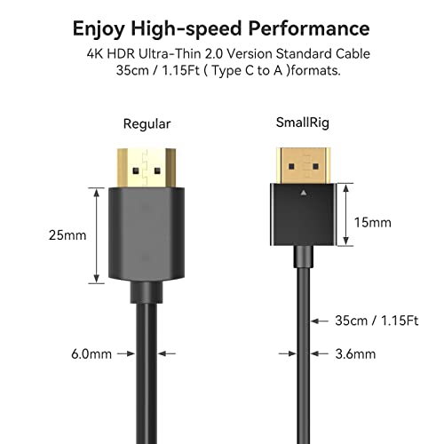 SMALLRIG Mini C to A Cable, Ultra Thin Cable 35cm/1.15Ft, Super Flexible Slim High Speed 4K 60Hz HDR 2.0, for Sony HDR-XR50, for Nikon Z6 Z7 for Canon EOS RP, EOS R - 3040 - size: 35CM(C to A)
