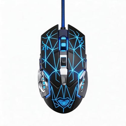 【 Starlight Effect - 59 inch Cable 】2026 Wired Gaming USB Optical Mouse - Four Level Adjustable DPI Optical Sensor - Ergonomic Design - Precise Control - Built in Scroll Wheel Function - Plug and Play - color: Black, size: Upgraded Mouse