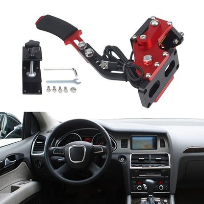 USB Racing Handbrake with Hall Sensor and Adjustable Spring Tension for PC Driving Simulation Games, Compatible with for logitech G27 G29 G920 and for thrustmaster T500 T3000 Steering Wheels, Aluminum - size: Red