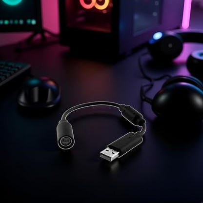 GANPUB Black Audio USB Breakaway PC Cable Cord Adapter Converter for Xbox 360 Controller RockSmith Real Tone Cable