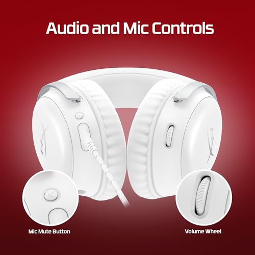 HyperX Cloud III – Wired Gaming Headset, PC, PS5, Xbox Series X|S, Angled 53mm Drivers, Memory Foam, Durable Frame, Ultra-Clear 10mm Mic, USB-C, USB-A, 3.5mm – White
