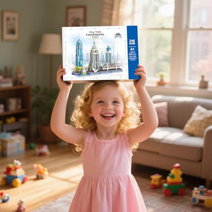 New York Skyline Micro Mini Blocks Building Set, The Statue of Liberty,Empire State Architecture Building, Brooklyn Bridge, Gift for Kids and Adults (3262 Pieces) - style: New York Skyline