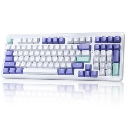 DAREU EK98pro Wireless Mechanical Keyboard, Gasket Hot Swappable Custom Structure, Creamy Pre-lubed Linear Switches, PBT Keycaps, BT5.0/2.4GHz/USB-C, RGB Backlit Gaming Keyboard for Win/Mac - color: Mystic Violet