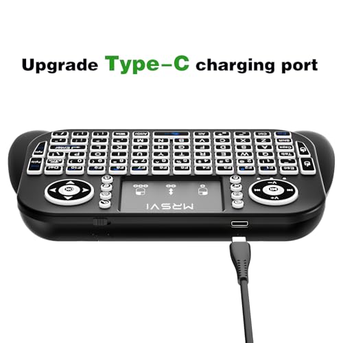 Mini Keyboard with Touchpad-2.4GHz & Bluetooth Dual-Mode,7-Color Backlight, Multimedia Hotkeys, Rechargeable, for Android TV Box, Smart TV, Projector, PS3, PC, Tablet, Windows/iOS/Android