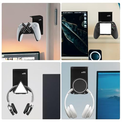 HC128 Headphone Holder Hanger for Desk, Include Adhesive Strips, Universal Headset Stand for PS4/PS5/Xbox/PC/Mac/Headphones Game Controller Hanger (Triangle) - style: Triangle