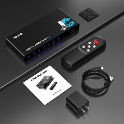 HDMI 2.1 Switch 4 in 1 Out 8K 60Hz 4K 120Hz for PS5 Xbox Apple TV | HDCP 2.3 Dolby Atmos 48Gbps. PC Roku Projector. - size: 8K HDMI Switcher 4 port