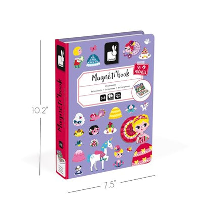 Janod MagnetiBook 63 pc Magnetic Princess Costumes Dress Up Game - Ages 3+ - J02725 - style: Princess Costumes