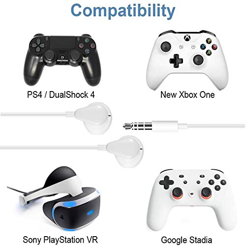 GEEKRIA 3.5mm Wired Earbuds with Mic & Volume Control, Stereo Gaming in-Ear Headphones for PS4, Xbox One, Stadia, Luna, PC, Laptop, Smartphone (White) - color: White
