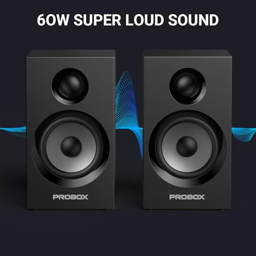 Powered Bookshelf Speakers HiFi Computer Gaming Monitors with Bluetooth 5.3 & 24-Bit USB DAC Stereo Speaker PC Speakers 3.5" Woofer,1" Silk Dome Tweeter, Adjustable Bass/Treble BT16-Black