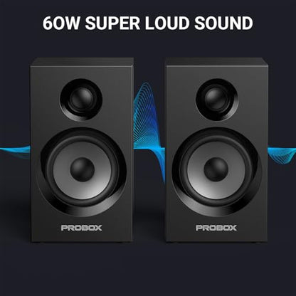 Powered Bookshelf Speakers HiFi Computer Gaming Monitors with Bluetooth 5.3 & 24-Bit USB DAC Stereo Speaker PC Speakers 3.5" Woofer,1" Silk Dome Tweeter, Adjustable Bass/Treble BT16-Black