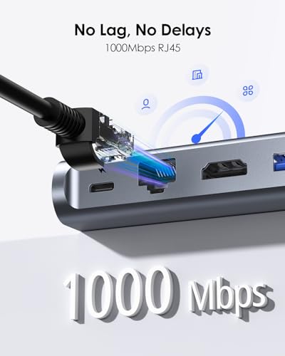 LENTION USB C Docking Staion 4K@60Hz, Ethernet, 5xUSB 3.0, 100W PD, Audio | 11 in 1 Dock, 3.3ft Long Cable, Card Readers, Detachable Design, No Driver, Compatible with macOS, Windows & ChromeOS (D54) - color: Space Gray