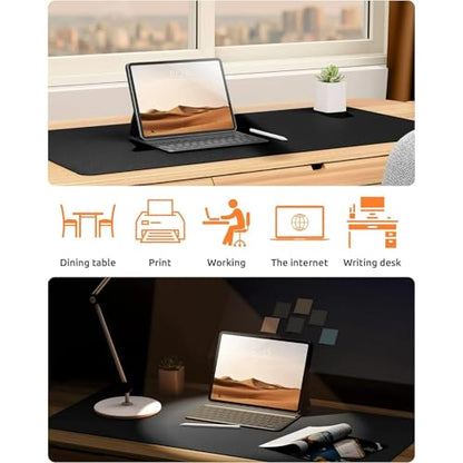 Desk Pad, Leather Non-Slip Laptop Computer Desk Keyboard Mat, Table Protector Blotter Mat, Large Mouse Pad (24" x 12")-Dark Blue - color: Dark Blue