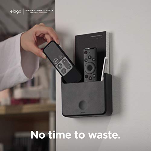 elago Universal Remote Holder Mount Compatible with Apple TV Remote and All Other Remote Controls - Adhesive Tape or Screw Mounting Options, Available Wired Charging [Large] [Black] - color: Black, size: Large