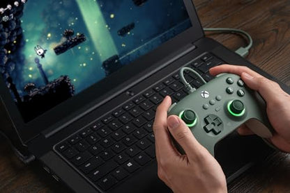 8BitDo Ultimate C Wired Controller for Xbox with Hall Effect Joysticks and Triggers, RGB Lighting Fire Ring, Compatible with Xbox Series X|S, Xbox One, Windows 10/11- Officially Licensed (Dark Green) - color: Dark Green