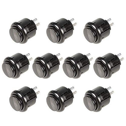 10x Arcade Buttons 24mm Push Button Replace Switch for Sanwa OBSF-24 Arcade Joystick DIY Parts Video Games Mame Jamme Black