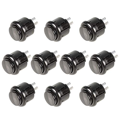 10x Arcade Buttons 24mm Push Button Replace Switch for Sanwa OBSF-24 Arcade Joystick DIY Parts Video Games Mame Jamme Black