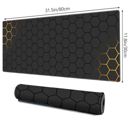 Galdas Mouse Pad for Gaming,XXL XL Large Mouse Mat Long Extended Mousepad Desk Mat Non-Slip Rubber Mice Pads Stitched Edges Thin (31.5 x 11.8 x 0.12 Inches) Grid - color: Grid