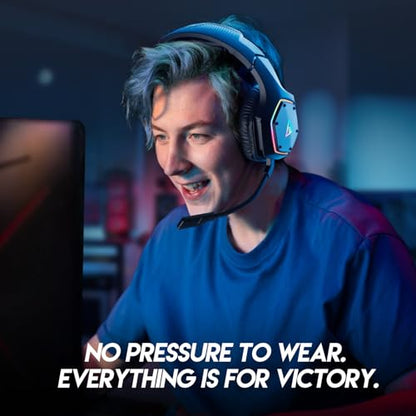 EKSA 2.4GHz Wireless Gaming Headset for PC, PS4, PS5, Gaming Headphones with Noise Cancelling Microphone, 7.1 Surround Sound, 36Hr Battery, RGB, 3.5mm Wired Computer Headset - color: Black