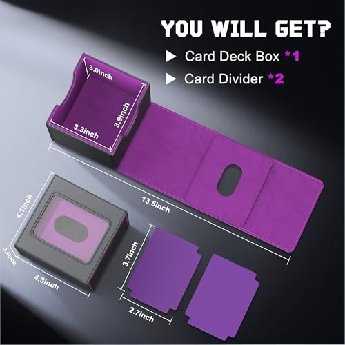 Kabinka MTG Deck Box with Window, Commander Deck Box for Trading Cards, Holds 110+ Double Sleeved Cards, Fits TCG CCG EDH (Black Purple) - color: Black Purple