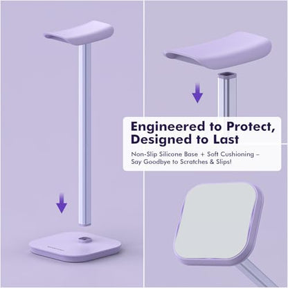 Headphone Stand, Desktop Headset Holder (Purple) Heavy Base Desk Earphone Stand Aluminum Gaming Headset Hanger Rack for AirPods Max, AirPods, AirPods Pro, Beats, Bose - color: Purple