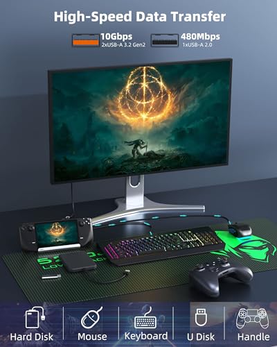 M.2 Steam Deck Dock,Docking Station for Steam Deck OLED/ROG Ally/Legion Go S/ROG Xbox Ally,with HDMI&DisplayPort(4K@60Hz),Gigabit Ethernet, 3*USB-A 3.2,M.2Slot(SSD Expand Storage),USBC 100W Charge - style: Steam Dcek Dock(DP&HDMI)