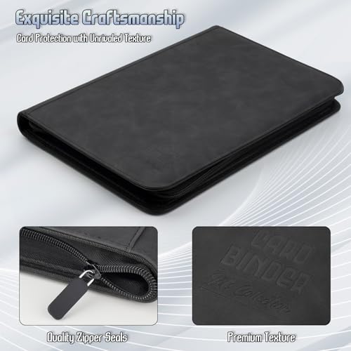 Trading Card Binder, Premium 9 Pocket Double Sided 540 Pocket PU Card Collection Binder, Collectible Trading Card Albums for MTG, TCG, Sport Card, Game Cards (Black) - color: Black