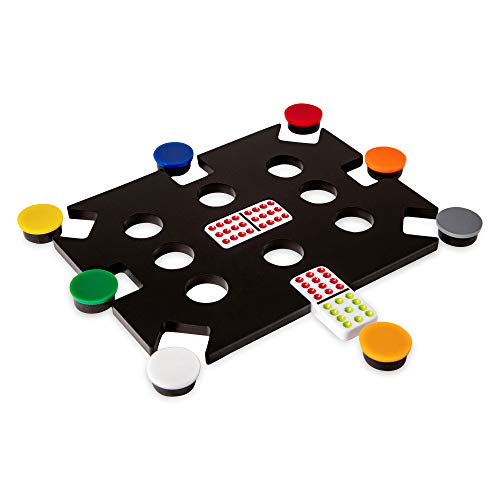LuxeDominoes Black Acrylic Double 12 Modern Mexican Train Dominoes for Adults - color: Black
