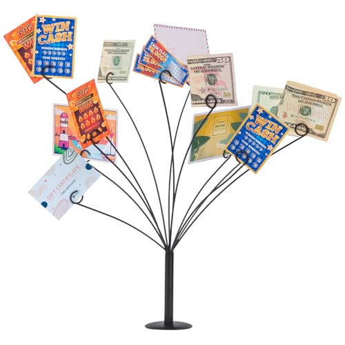 LED Gift Card Tree Holder to Hold Gift Cards, Lottery Tickets, Money | Lottery Ticket Holders with 11 Flexible Clips, Great for Birthday, Party, Wedding, Christmas, Metal Stand with Black Finish - color: Gift Card Tree