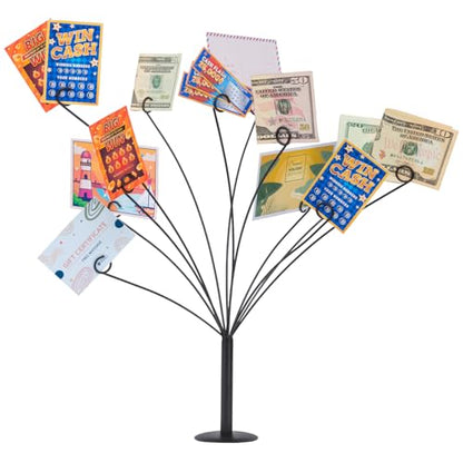LED Gift Card Tree Holder to Hold Gift Cards, Lottery Tickets, Money | Lottery Ticket Holders with 11 Flexible Clips, Great for Birthday, Party, Wedding, Christmas, Metal Stand with Black Finish - color: Gift Card Tree
