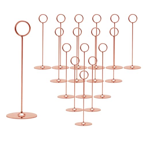 Urban Deco 16 Pieces Table Card Holder 8 inches Table Number Holders Place Steel Card Holders for Photos, Food Signs, Memo Notes, Weddings, Restaurants, Birthdays (Rosegold) - color: Rosegold