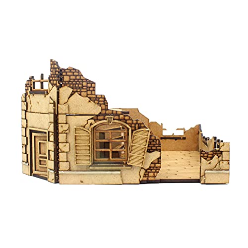 War World Gaming Destroyed Normandy House for Historical Wargames 20-28mm Scale Laser Cut MDF Building - size: Destroyed Normandy House