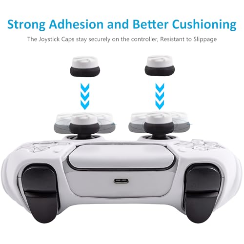 Ergonomic Soft Grip Skin Compatible PS5 Controller Cover, Anti-Slip Silicone with 6 Thumb Grips Accessories Set for PlayStation 5 (Clear Gray) - color: White