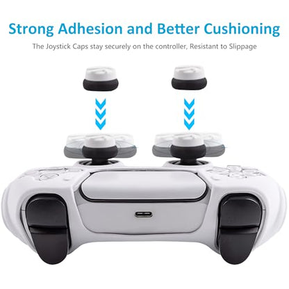 Ergonomic Soft Grip Skin Compatible PS5 Controller Cover, Anti-Slip Silicone with 6 Thumb Grips Accessories Set for PlayStation 5 (Clear Gray) - color: White