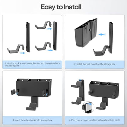 Controller & Headset & Remote Holder Wall Mount with No Drill, 4 Packs Gaming 8 Controllers Hanger Hook Mount for PS5/PS4/XBOX/Switch, Headphone Stand & Remote Control Holer Wall Shelf with Adhesives - size: 5 Packs