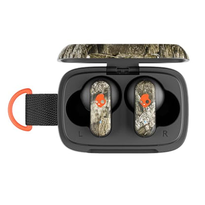 Skullcandy Dime 3 Wireless In-Ear Bluetooth Earbuds - Realtree APX | Noise Isolating Fit, 20 Hours Battery, Microphone for iPhone Android, Easy Carry with Integrated Lanyard, Travel Friendly - color: Realtree APX Black/Orange