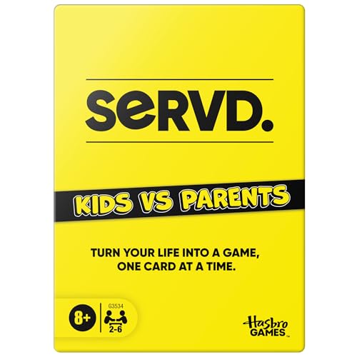 Hasbro SERVD Kids vs Parents Edition Game – Hilarious Real-Life Family Card Game for Kids, Teens, Adults – Fun Challenges – 2-6 Players – Ages 8+ - style: Kids vs Parents