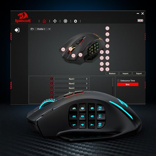 Redragon M913 MAX Wireless MMO Gaming Mouse 26000 DPI Remapping Keys | Cable-Free 0 Delay, Smooth Precise Tracking, Redefine Keybinding Macro, Vibing Backlight, Ergonomic Grip Body Comfort - color: Black, style: Wireless M913 Max