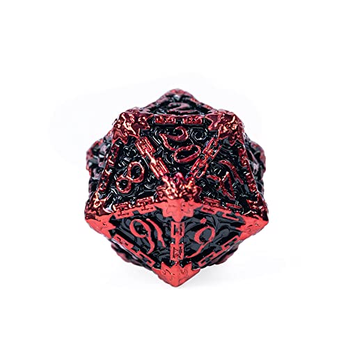 Cusdie 7Pcs Metal Dice with Metal Box, Dagger Design Polyhedral DND Dice Set, for Role Playing Game D&D Dice (Black with Red Font) - color: Black With Red Font