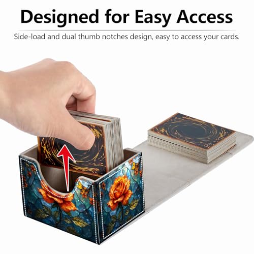 Strong Magnet for TCG MTG Commander Deck Box Playing Card Case Magic Deck Box Creative Pattern Trading Card Storage Box for Collectible Games, Golden Rose - color: Golden Rose