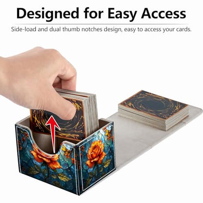Strong Magnet for TCG MTG Commander Deck Box Playing Card Case Magic Deck Box Creative Pattern Trading Card Storage Box for Collectible Games, Golden Rose - color: Golden Rose