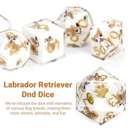 DND Dice Set 7-Pcs, Sharp Edge Cute Dog Style Resin Dice Polyhedral Resin Sharp Edge Dice for Roleplaying Games Dungeons and Dragons RPG MTG Table Games（Chihuahua） - color: White, style: Chihuahua