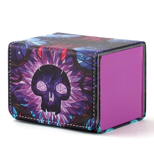 Deck Box for MTG Cards, Trading Commander Deck Case Holds 120+ Sleeved Cards, PU Leather Magnetic Collectible Card Storage Box Fits for TCG Magic Card (Purple) - color: A-Purple