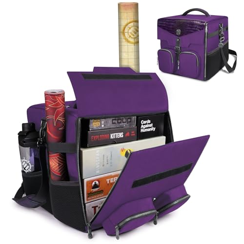 ENHANCE Board Game Shoulder Bag - Collector's Edition Board Game Storage with Shoulder Strap and Accessories Pockets for Dice, Cards, More - Reinforced Carrier Protects Tabletop Games (Dragon Purple) - color: Dragon Purple