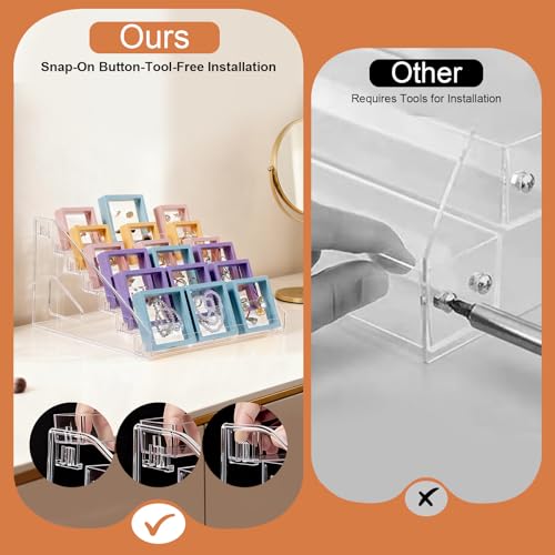 5 & 7 Tier Trading Card Display Stand, 12" Acrylic Card Stands for Display, versatile Card Stands for Sports Cards, Graded & Greeting Cards, Postcards, Vendor Stickers, with Snap-On Assembly（ 7 Tier ） - size: 7 Tier