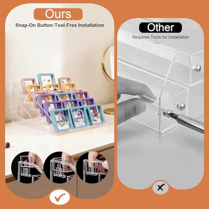 5 & 7 Tier Trading Card Display Stand, 12" Acrylic Card Stands for Display, versatile Card Stands for Sports Cards, Graded & Greeting Cards, Postcards, Vendor Stickers, with Snap-On Assembly（ 7 Tier ） - size: 7 Tier