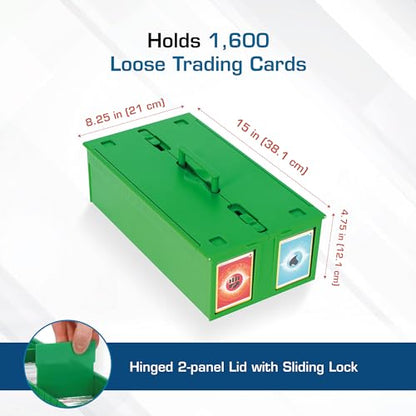BCW Collectible Card Bin Green | Holds up to 1600 Cards | Plastic Storage Box for Pokémon, MTG & Sports Cards - 2 Pack - size: 2 Pack
